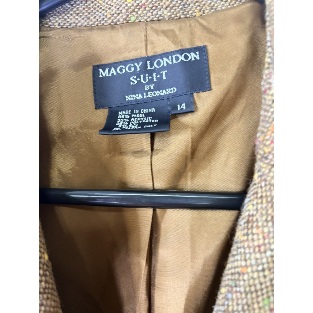 Maggy London Brown Confetti Blazer SIZE 14 - Picture 3 of 5